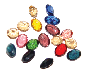 Pedras sintéticas de diversas cores